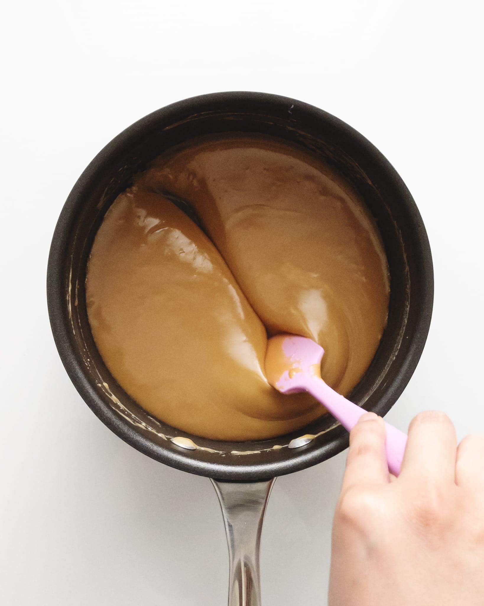 Condensed milk caramel in pot