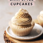 chai spice cupcake topped with a swirl of buttercream