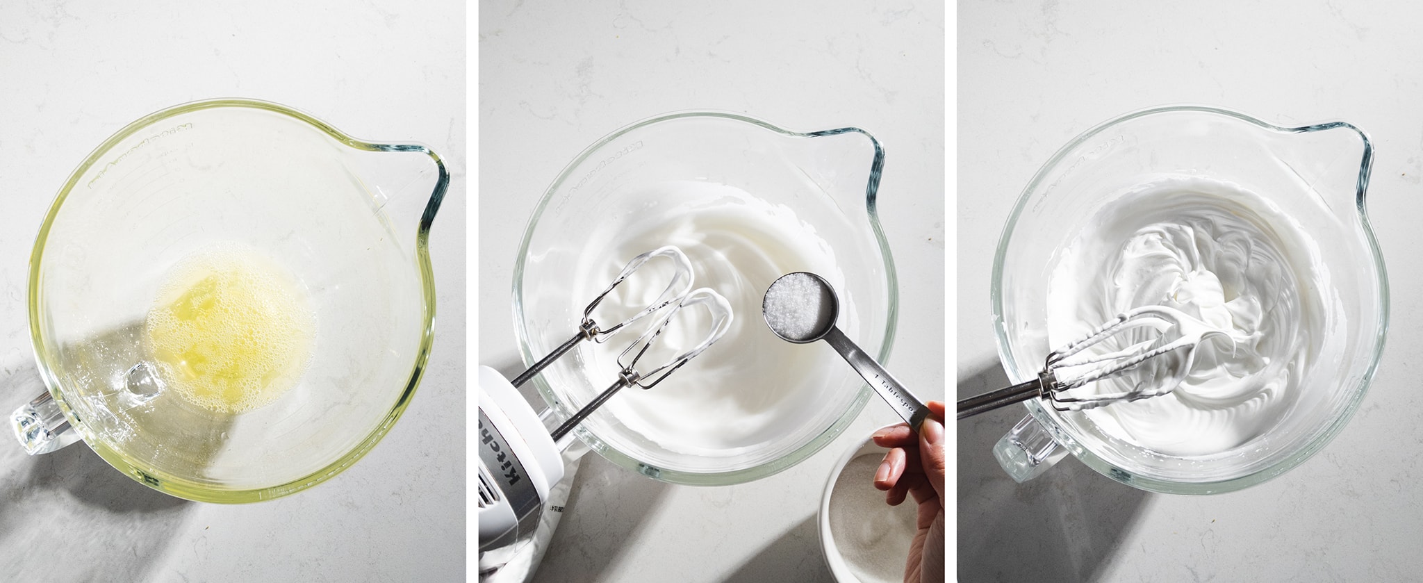 beating egg whites into a meringue