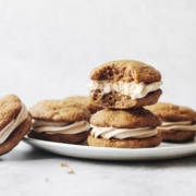 A stack of carrot cake whoopie pies
