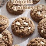 Several hojicha cookies surrounding one cookie in the middle.