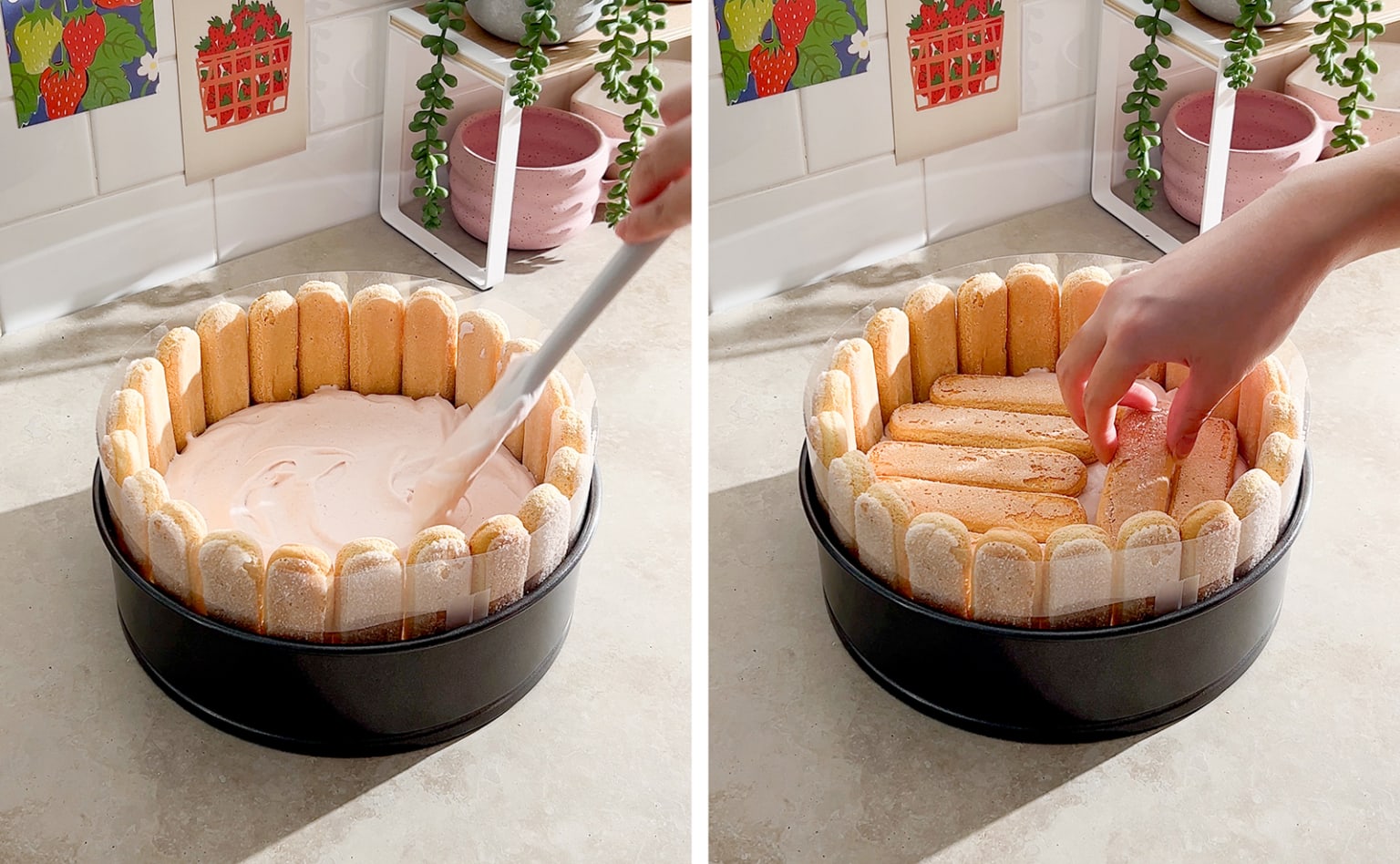 Strawberry Charlotte Cake - Teak & Thyme