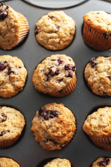Banana Blackberry Oatmeal Muffins - Teak & Thyme